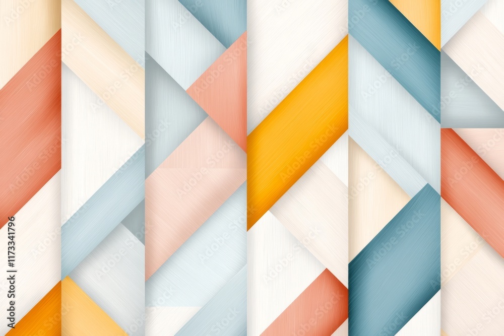 Poster a flat illustration of a geometric kaleidoscope pattern, rendered in soft pastel tones and clean lin