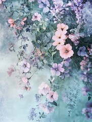 Floral Wall Art: Bouquet of Purple Flowers with Watercolor Effects