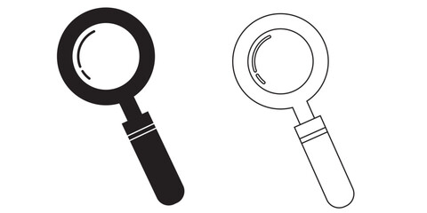 Print Search icon. Magnifying glass vector illustration. Explore and discover symbol. Zoom and enlarge sign. Magnifier pictogram.