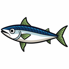 Mackerel fish isolated flat vector illustration on white background