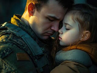 Military Man and Child - Emotional Military Family Moment