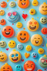 Obraz premium A Vibrant Collection of Joyful Happy Emoji Icons Spreading Positivity and Good Vibes