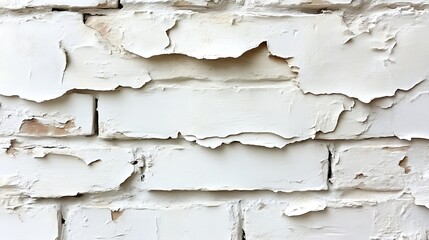 Whitewashed brick wall with peeling paint.