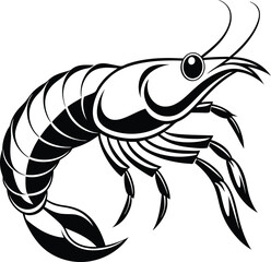 illustration of shrimp fish silhouettes icon  isolated on white background 