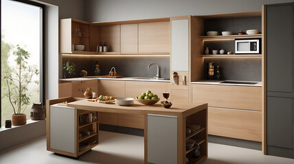 Space-Saving Modular Kitchen for Small Apartments.

