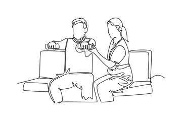 Patient Dynamic concept. Single line draw design vector graphic illustration.