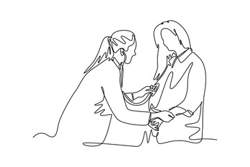 Patient Dynamic concept. Single line draw design vector graphic illustration.