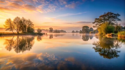 Serene lake scene at dawn , nature, England,  nature