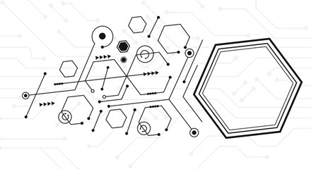 electronic circuit board hexagon line effect.