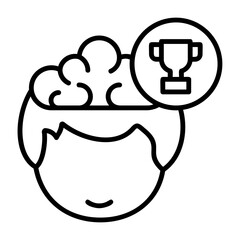 Trophy Human Mind Outline Style Icon
