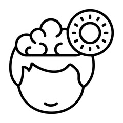 Sun Human Mind Outline Style Icon