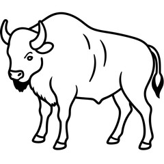 Cute Silhouette of a Bison line art vector cartoon illustration