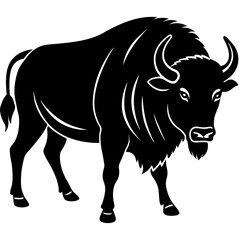 Cute Silhouette of a Bison line art vector cartoon illustration
