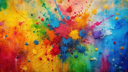 Fototapeta premium Vibrant splattered paint on a textured canvas, vibrant colors, creative medium