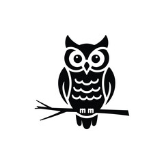 Owl silhouette icon  design vector art sitting on a branch