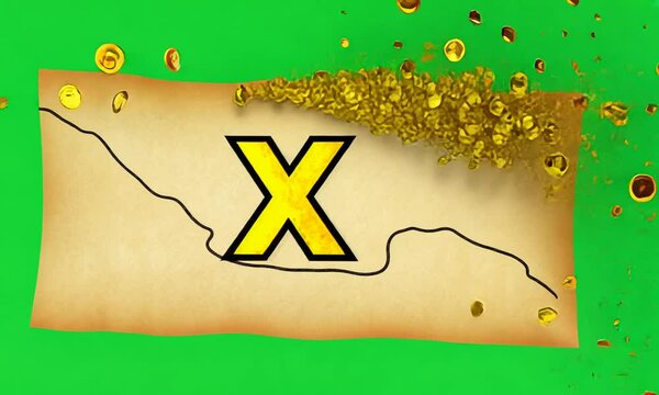 treasure map, green screen