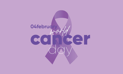 february world cancer day. world cancer awareness campaign banner. realistic world cancer ribbon