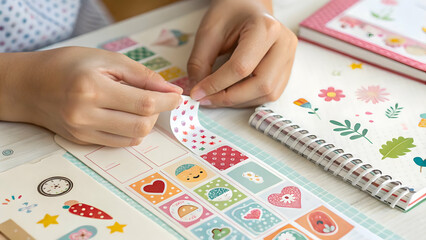 Creative Crafting with Colorful Stickers and Decorative Stationery
