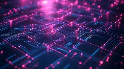 Obraz premium Abstract digital circuit board glowing, technology background.