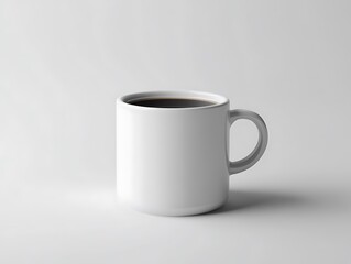 Freshly Brewed Cup of Black Coffee with Frothy Surface in a White Ceramic Mug on a Rustic Wooden Table for Morning Energy and Relaxation Themes