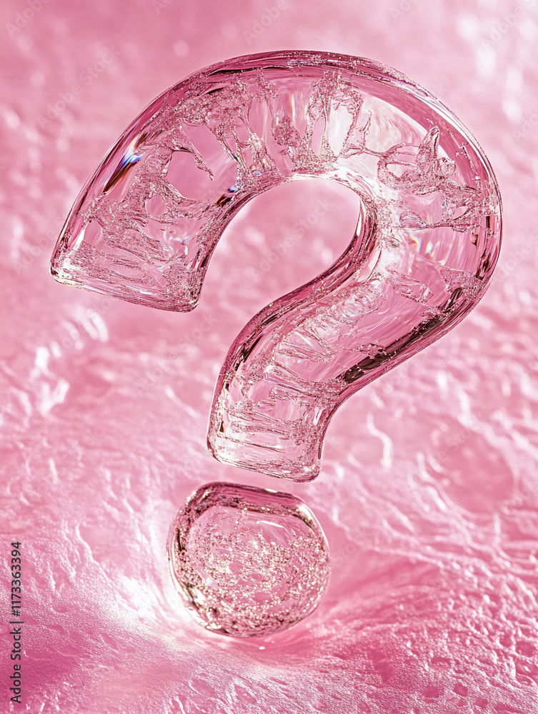 Poster Crystal large question mark on textured pink background with intricate details