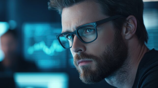 A diverse group of businesspeople collaborating in a modern office, using computers and mobile devices to manage investments, analyze market trends, and participate in the global economy.