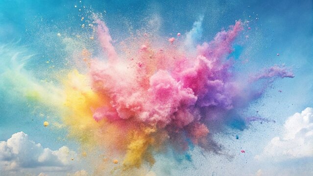 background with Holi colors in the sky