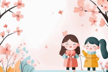 A pixel art animation of kids playing jump rope in a retro-style park, with vibrant pixelated trees and flowers in the background