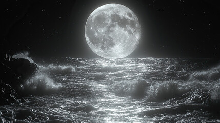 Fototapeta premium lunar landscape, moon surface, craters, moon rocks, barren, moon dust, desolate, otherworldly, celestial, moonlight, serene, vast, gray terrain, moon mountains, cosmic, moon valleys, moon plains, moon