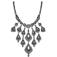 Detailed black vector necklace with intricate patterns.