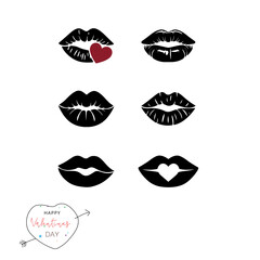 Vector Silhouette of Kissing Lips