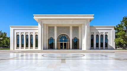 Obraz premium Modern Islamic Architecture White Marble Building Grand Entrance