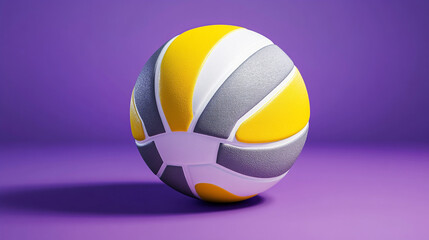 Colorful volleyball on a vibrant purple background showcasing its textured design