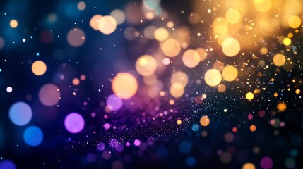 A colorful, blurry image of a starry night sky with many small, glowing dots