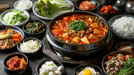 Korean Steam Pot with Side Dish