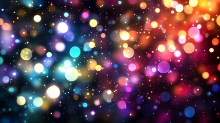 Naklejka premium A colorful, blurry image of a party with many bright lights and colorful lights