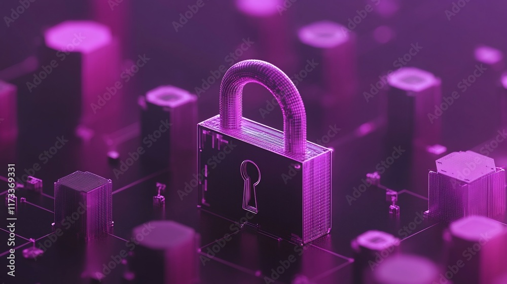 Poster A digital padlock rests on a circuit board, symbolizing cybersecurity and data protection.