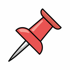 Minimalist Red Push Pin Vector Design.