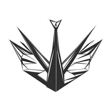 recommend clip art: Abstract origami crane with sharp angles on white.