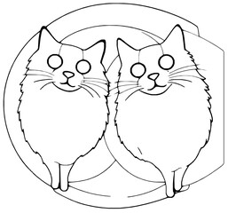 cat with background cartoon illustration 