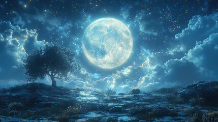 Fototapeta premium lunar landscape, moon surface, craters, moon rocks, barren, moon dust, desolate, otherworldly, celestial, moonlight, serene, vast, gray terrain, moon mountains, cosmic, moon valleys, moon plains, moon