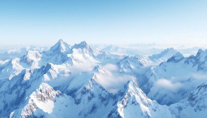 Aerial View of Majestic Snow-Capped Mountains