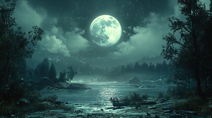 Naklejka premium lunar landscape, moon surface, craters, moon rocks, barren, moon dust, desolate, otherworldly, celestial, moonlight, serene, vast, gray terrain, moon mountains, cosmic, moon valleys, moon plains, moon