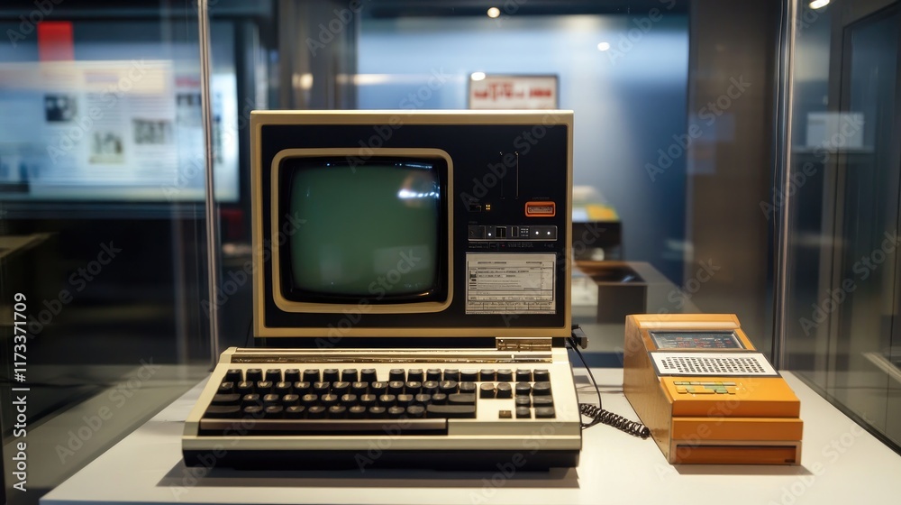 Poster apple iii from 1980 on display at the ctrl alt museum in pavia, lombardy, showcasing the first profe
