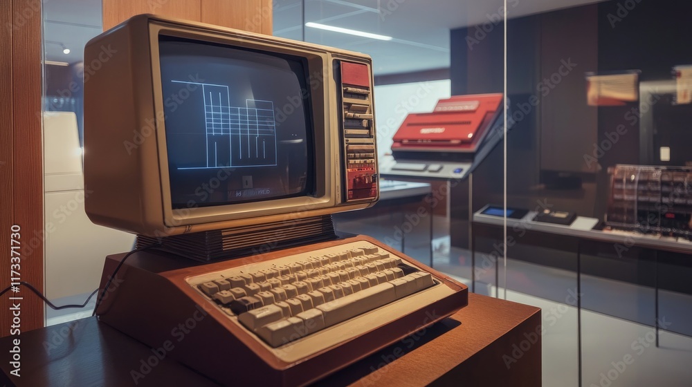 Poster apple iii from 1980 on display at the ctrl alt museum in pavia, lombardy, showcasing the first profe