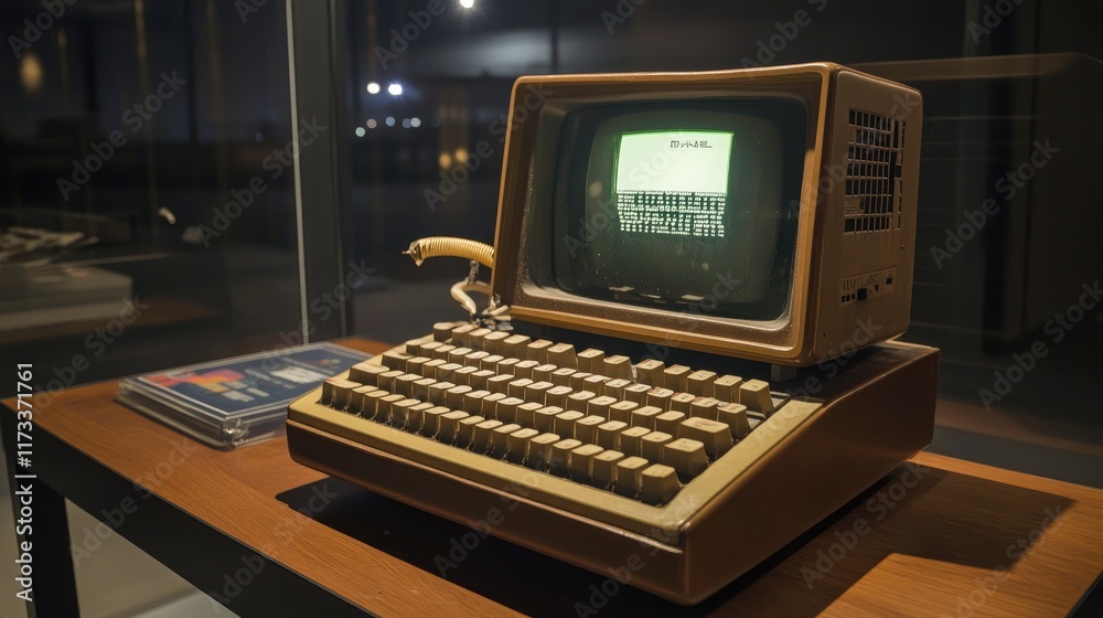 Poster apple iii from 1980 on display at the ctrl alt museum in pavia, lombardy, showcasing the first profe