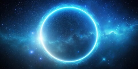 Obraz premium Glowing Circle in Night Sky , cosmic, abstract