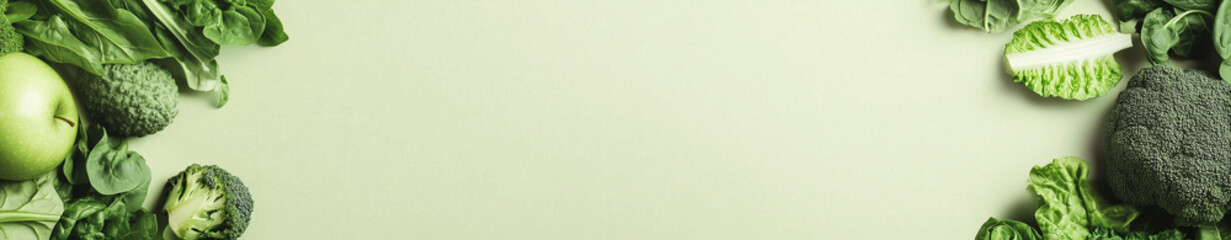 Fresh green vegetable banner background with copy space