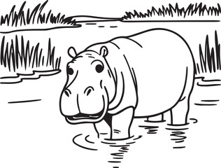 hippopotamus silhouette vector art