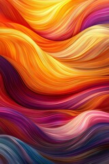 Obraz premium This vibrant abstract image showcases smooth, flowing waves of color, blending warm shades of orange, yellow, and purple. Perfect for artistic backgrounds.